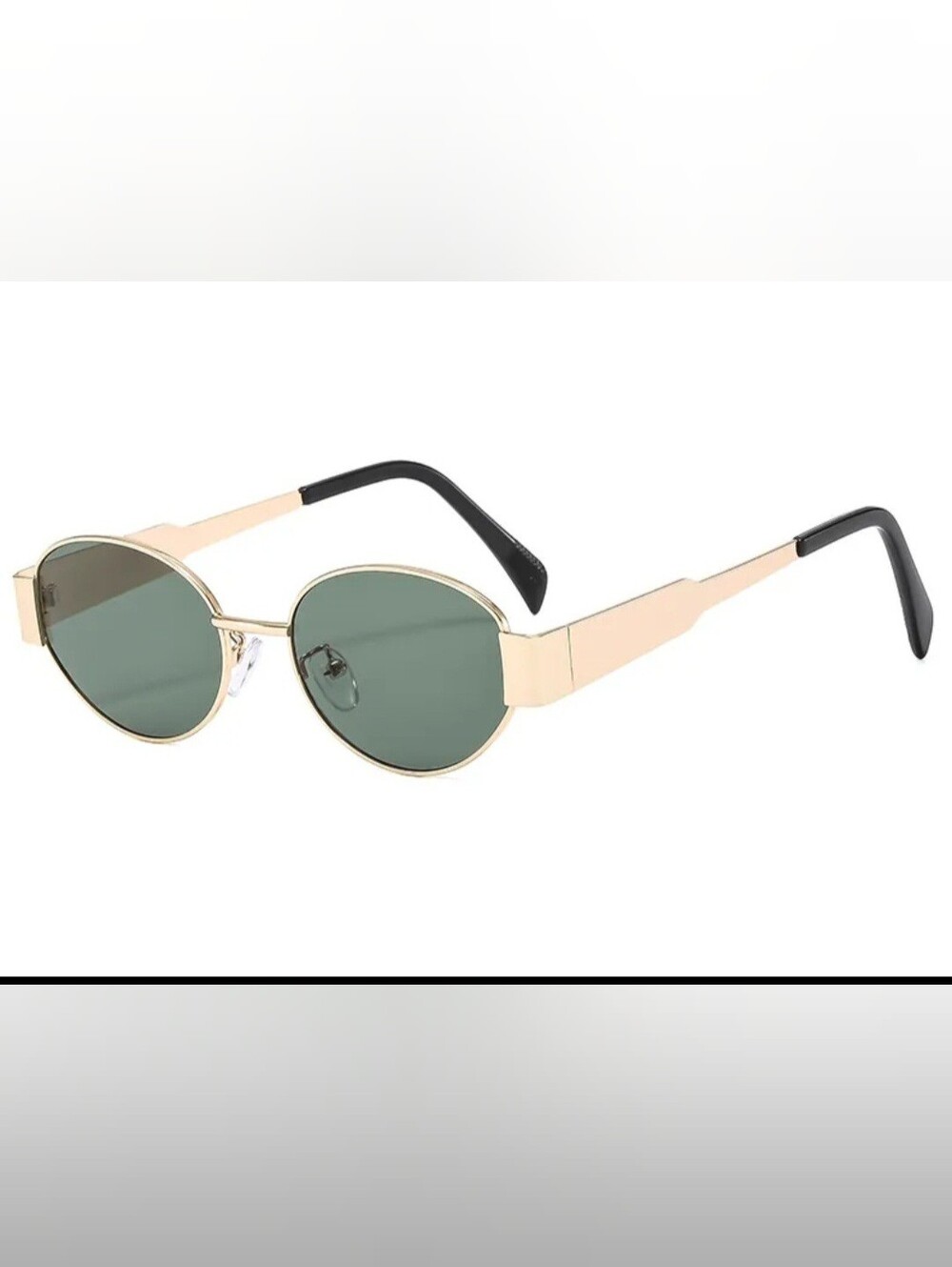 Gold Frame Sunglasses with Green Lenses - Women Accessories
